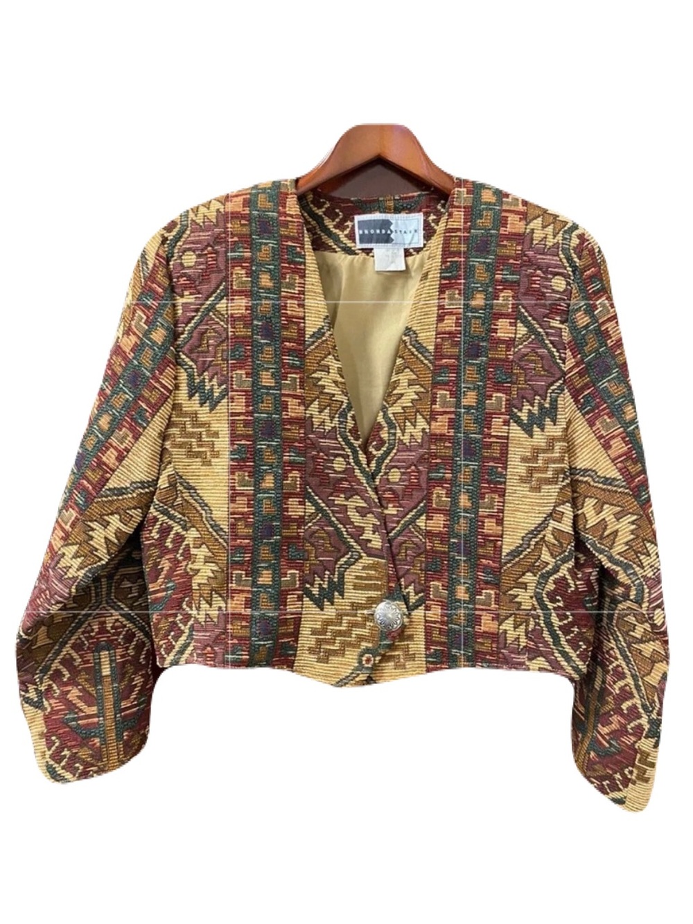 Vintage 80s Womens Size Large Southwestern Aztec Cropped Blazer Jacket USA EUC